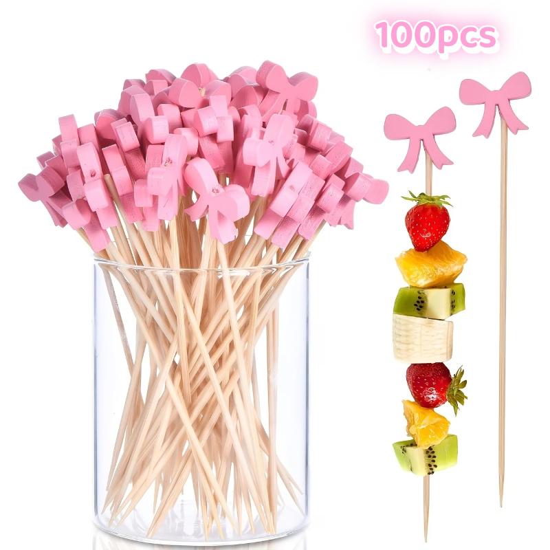 Centerpiece Stick - (BF06)100pc Tusuk Koktail Kayu Berbentuk Pita
