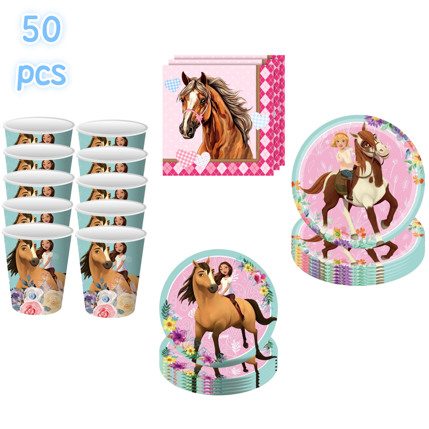 Table Cloth Disposable - Kartun Spirit-Stallion Naik Kuda Dekorasi Pesta