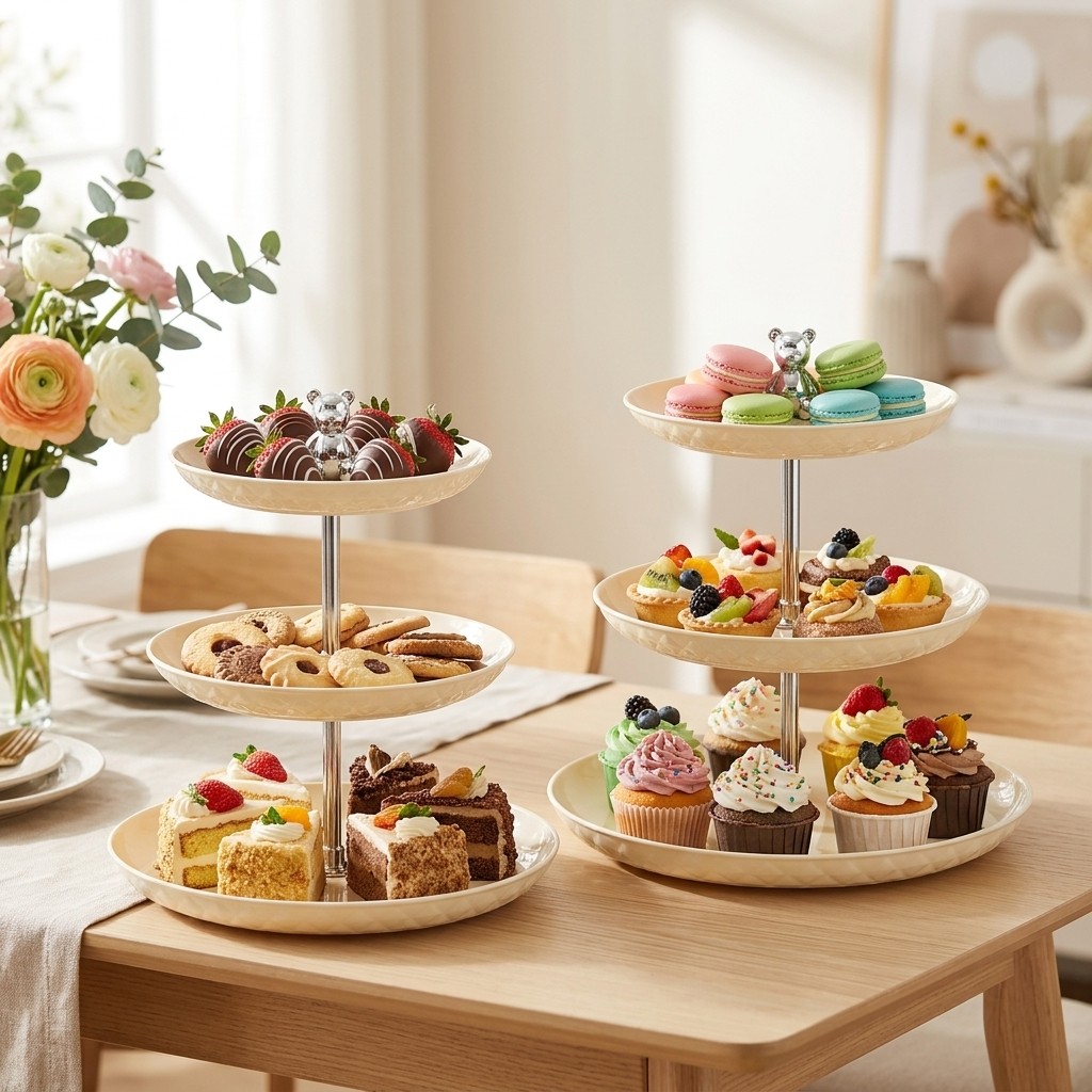 Rak Kue Plastik 2/3 Tingkat, S - Cupcake Stand Tier ulasan dan harga