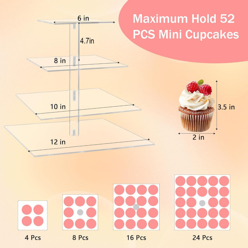 YestBuy Rak Cupcake Akrilik 4  - Cupcake Stand Tier ulasan dan harga